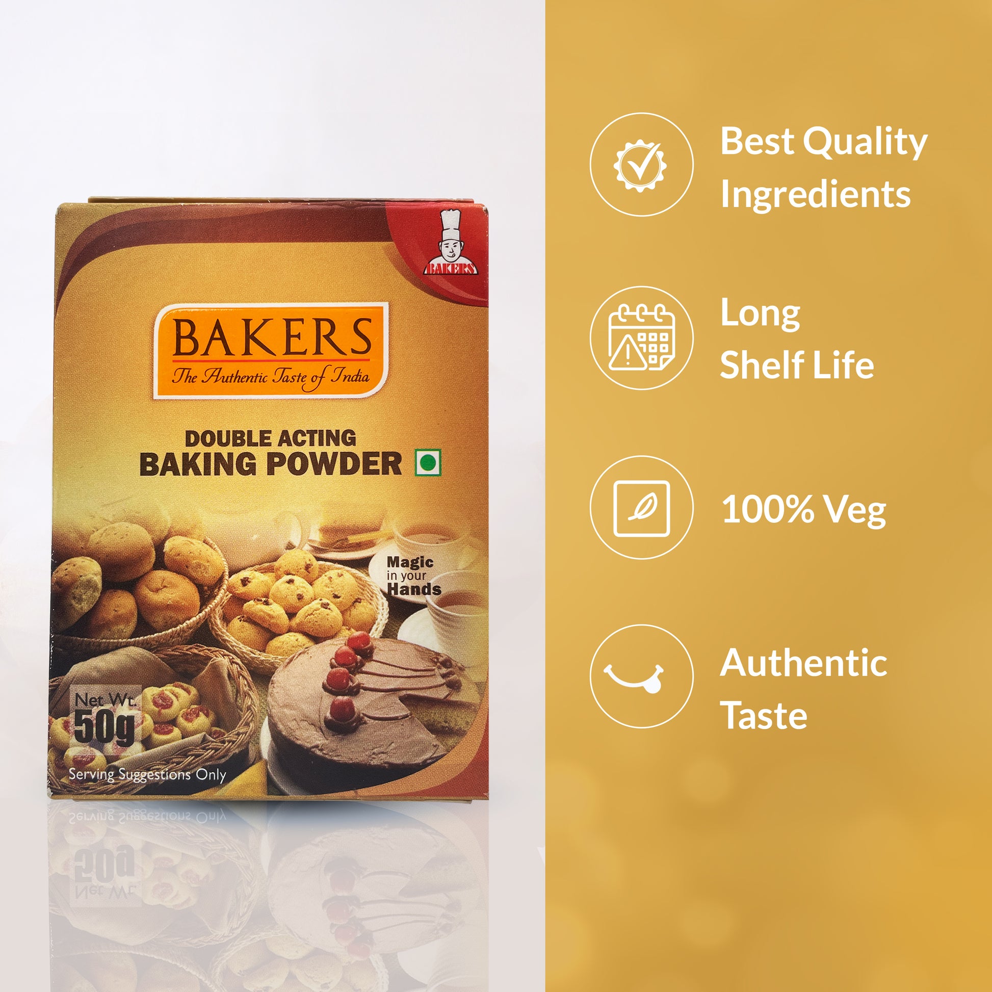 BAKERS Double Acting Baking Powder Pack of 4 (50 gm x 4) - Global Plugin