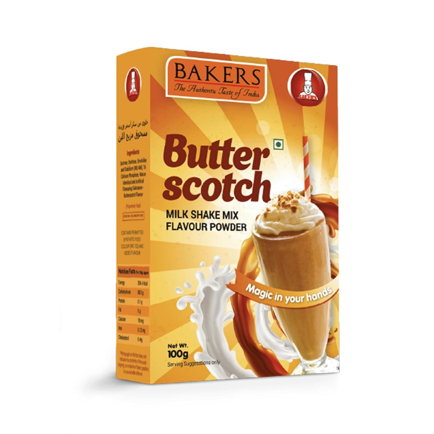 BAKERS Milk Shake Mix  Pack of 4 | Chocolate, Butterscotch, Mango & Pista Flavour | Smooth as Silk | Instant Drink Mix | Smoother & Tastier | Combo of 4 (100 gm x 4)