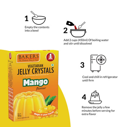 BAKERS Jelly Crystals Mango Flavour Pack of 3 (90 gm x 3) - Global Plugin