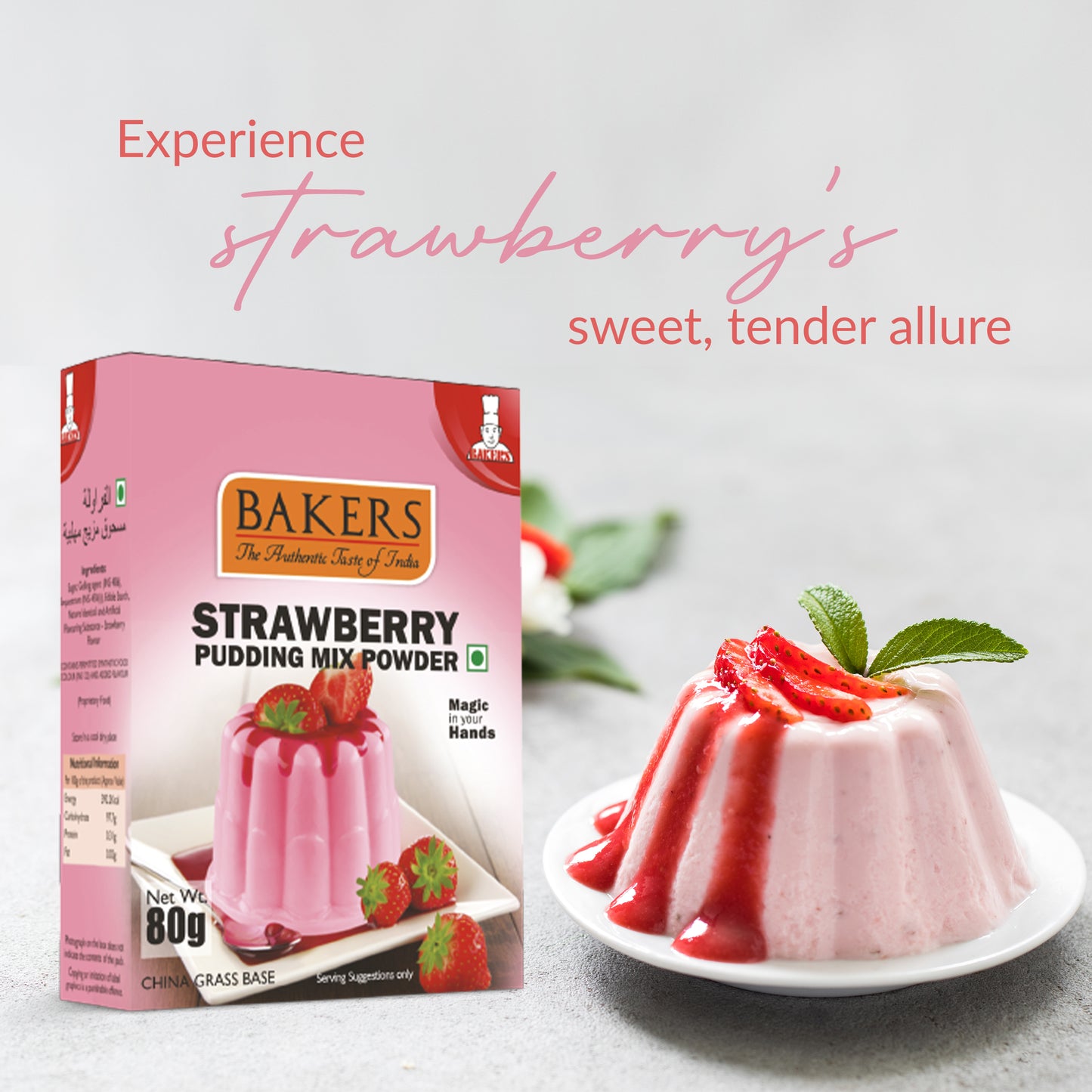 BAKERS Pudding Mix Powder Strawberry Flavour Pack of 3 (80 gm x 3) - Global Plugin