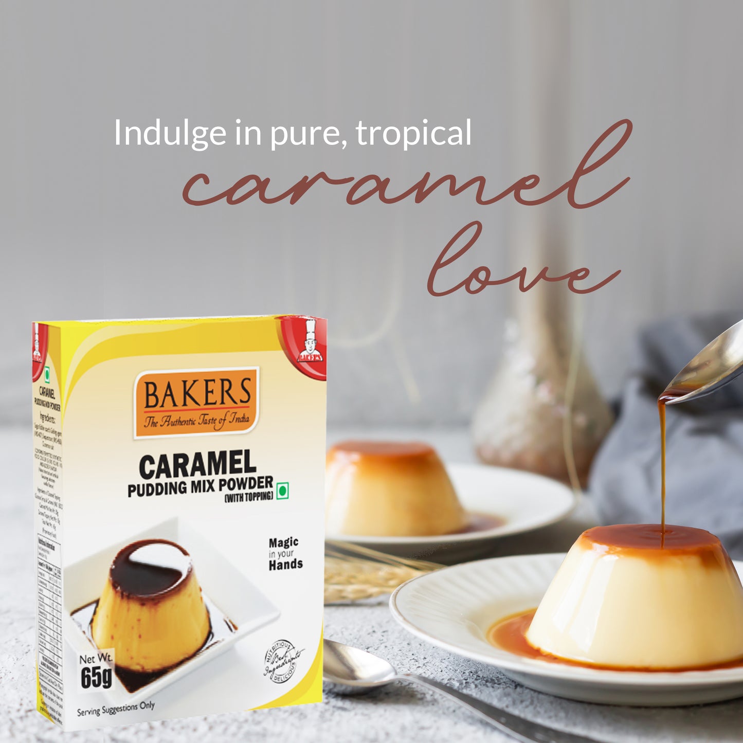 BAKERS Pudding Mix Powder Caramel Flavour Pack of 3 (65 gm x 3) - Global Plugin