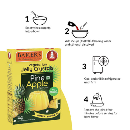 BAKERS Jelly Crystals Pineapple Flavour Pack of 3 (90 gm x 3)