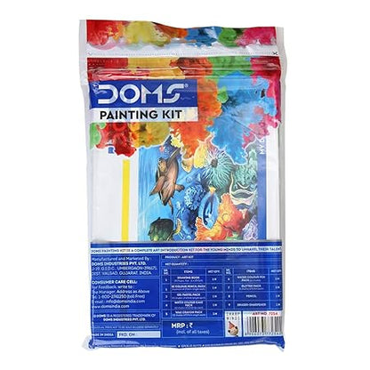 DOMS Painting Kit | Perfect Value Pack | Kit for School Essentials | Gifting Range for Kids | Combination of 9 Painting & Coloring Items Multicolor