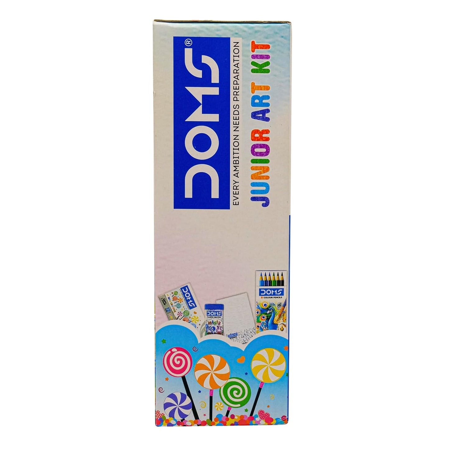 Doms Jonior Art Kit | Comes With Transparent Zipper Bag | Perfect Value Pack | Kit For School Essentials | Gifting Range For Kids | Combination of 8 Stationery Items