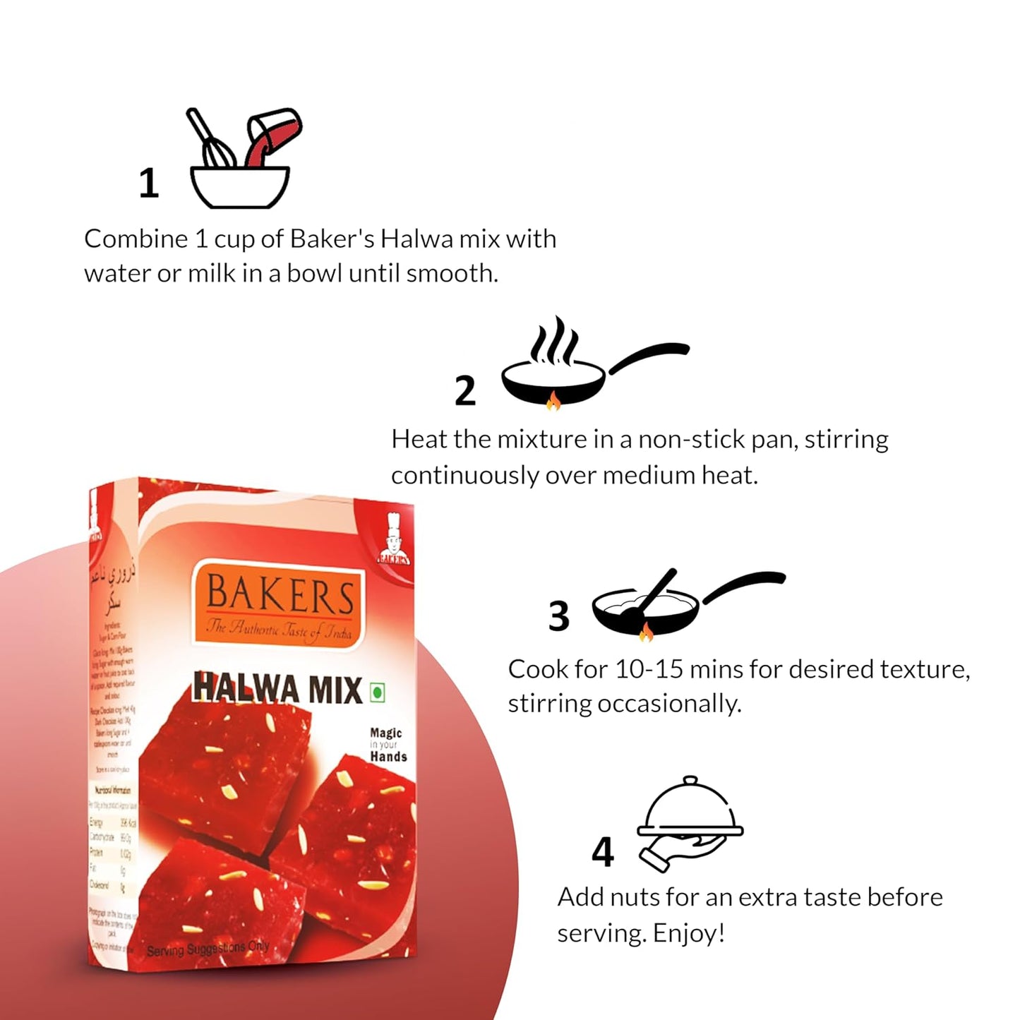 BAKERS Halwa Mix | Quick Preparation | Instant Premix | Tasty Traditional Recipe | Authentic Flavour | Easy to Prepare Recipe | Pack of 3 (200 gm x 3)