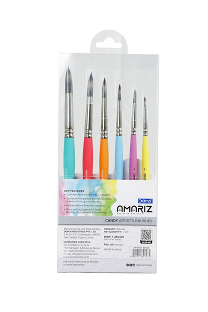 DOMS AMARIZ Candy Brush Round Set of 6 | Sizes 2, 4, 6, 8, 10, 12