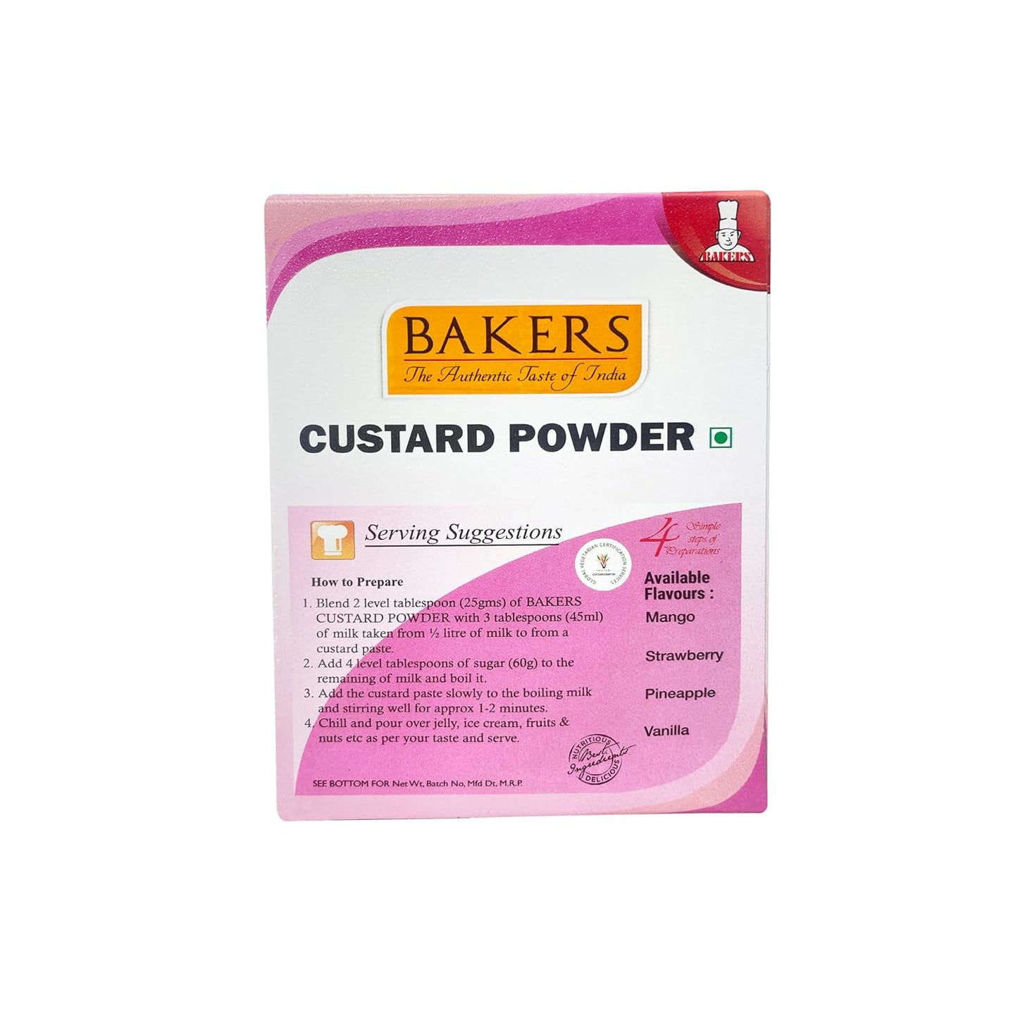 BAKERS Custard Powder Raspberry Flavour Pack of 3 (100 gm x 3)