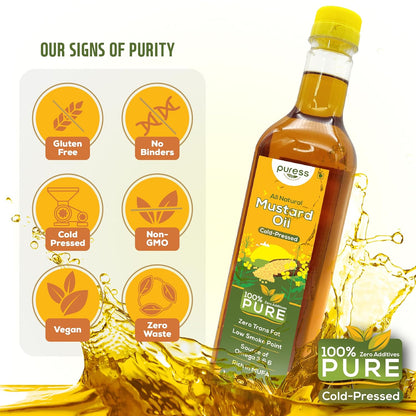 Puress Cold Pressed Mustard Oil Pack of 3 (1 Liter x 3)