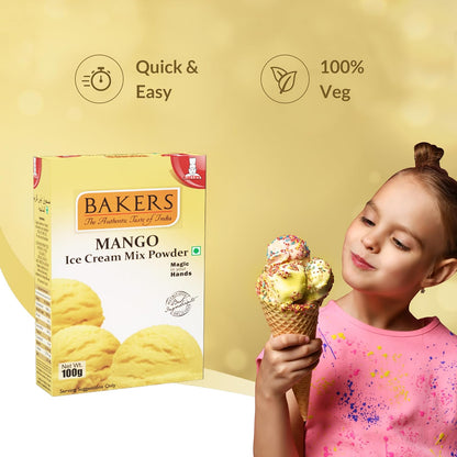 BAKERS Ice Cream Mix Powder Pista + Mango+ Vanilla+ Blueberry Flavour Pack of 4