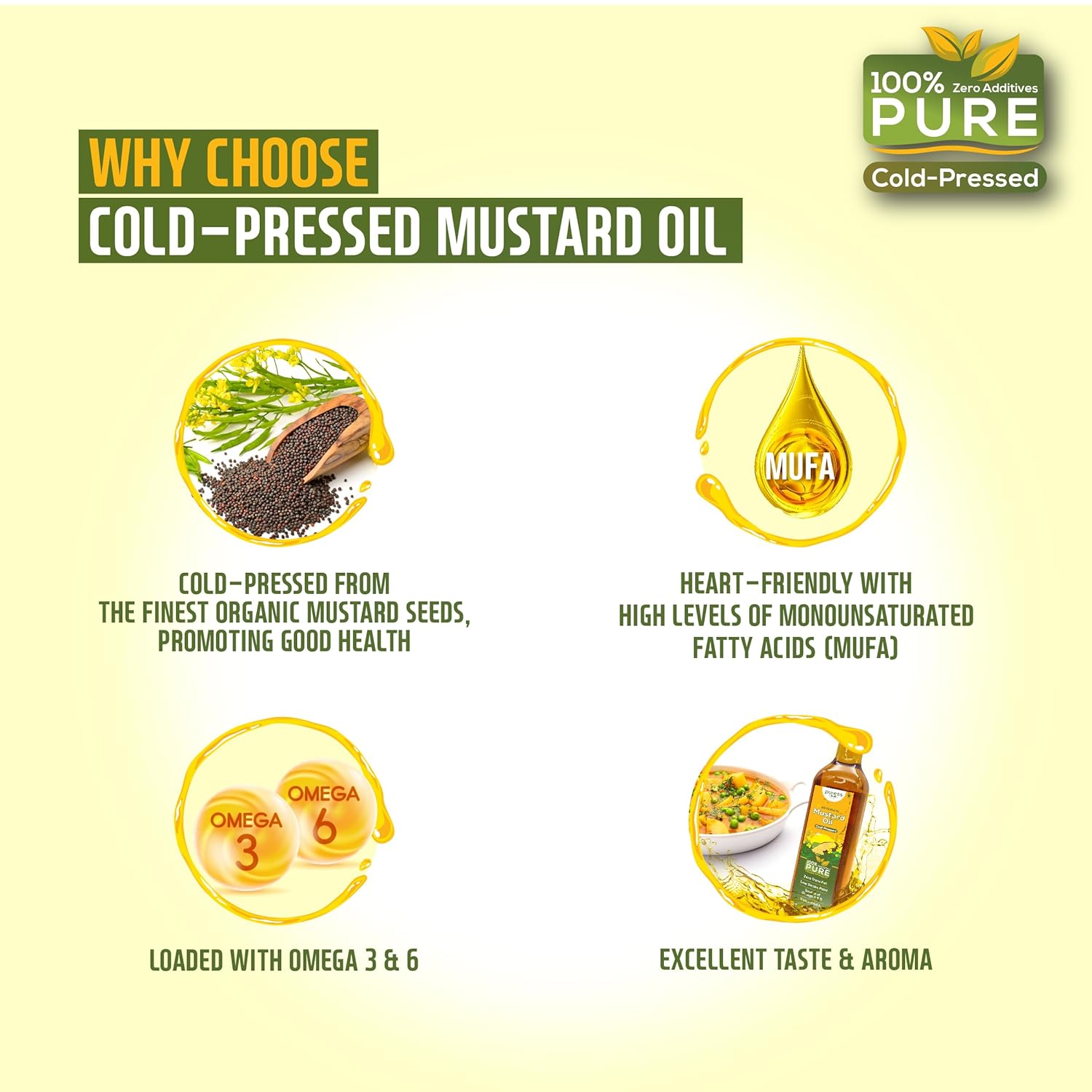 Puress Cold Pressed Mustard Oil 1 Liter +  Corn Flour Pack of 1