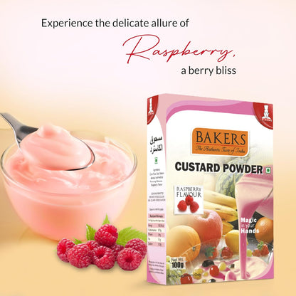 BAKERS Custard Powder Raspberry Flavour Pack of 3 (100 gm x 3)