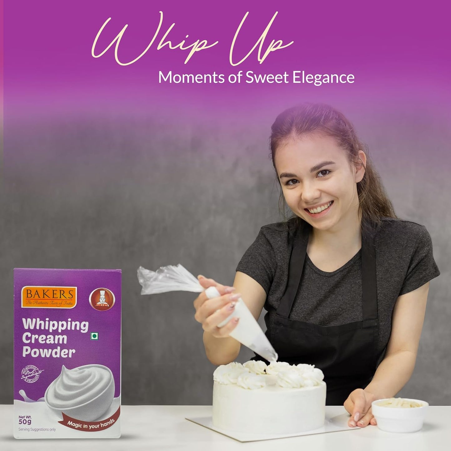 3-in-1 Whipping Cream - BAKERS Whipping Cream + Chocolate + Strawberry 50gm (Pack of 3)