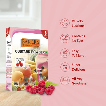 BAKERS Custard Powder Raspberry Flavour Pack of 3 (100 gm x 3)