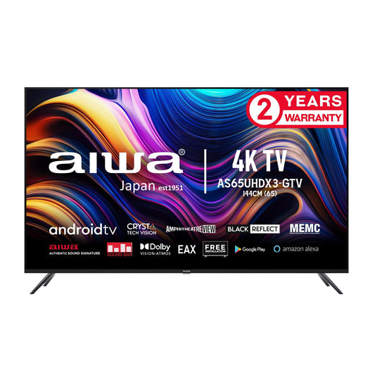 AIWA MAGNIFIQ 164 cm (65 inches) 4K Ultra HD Smart Android LED TV A65UHDX3 (Black) (2022 Model) | Powered by Android 11 - Global Plugin