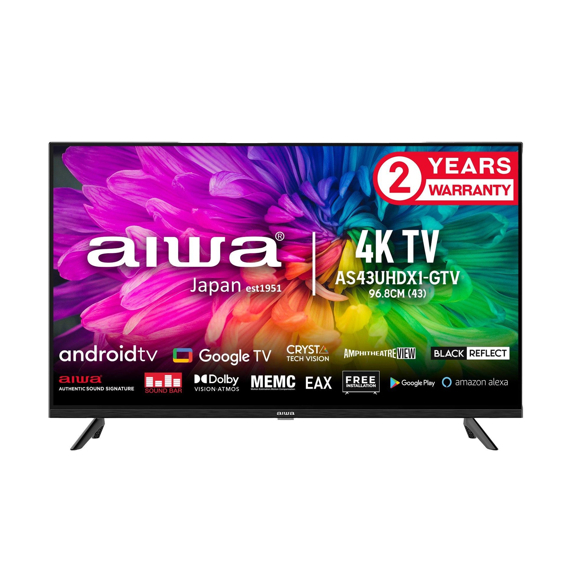 AIWA MAGNIFIQ 108 cm (43 inches) Ultra HD 4K Smart Google LED TV Crystal Vision Technology with Google Play Alexa, (Black) (Model 2023) 1 Year Warranty - Global Plugin