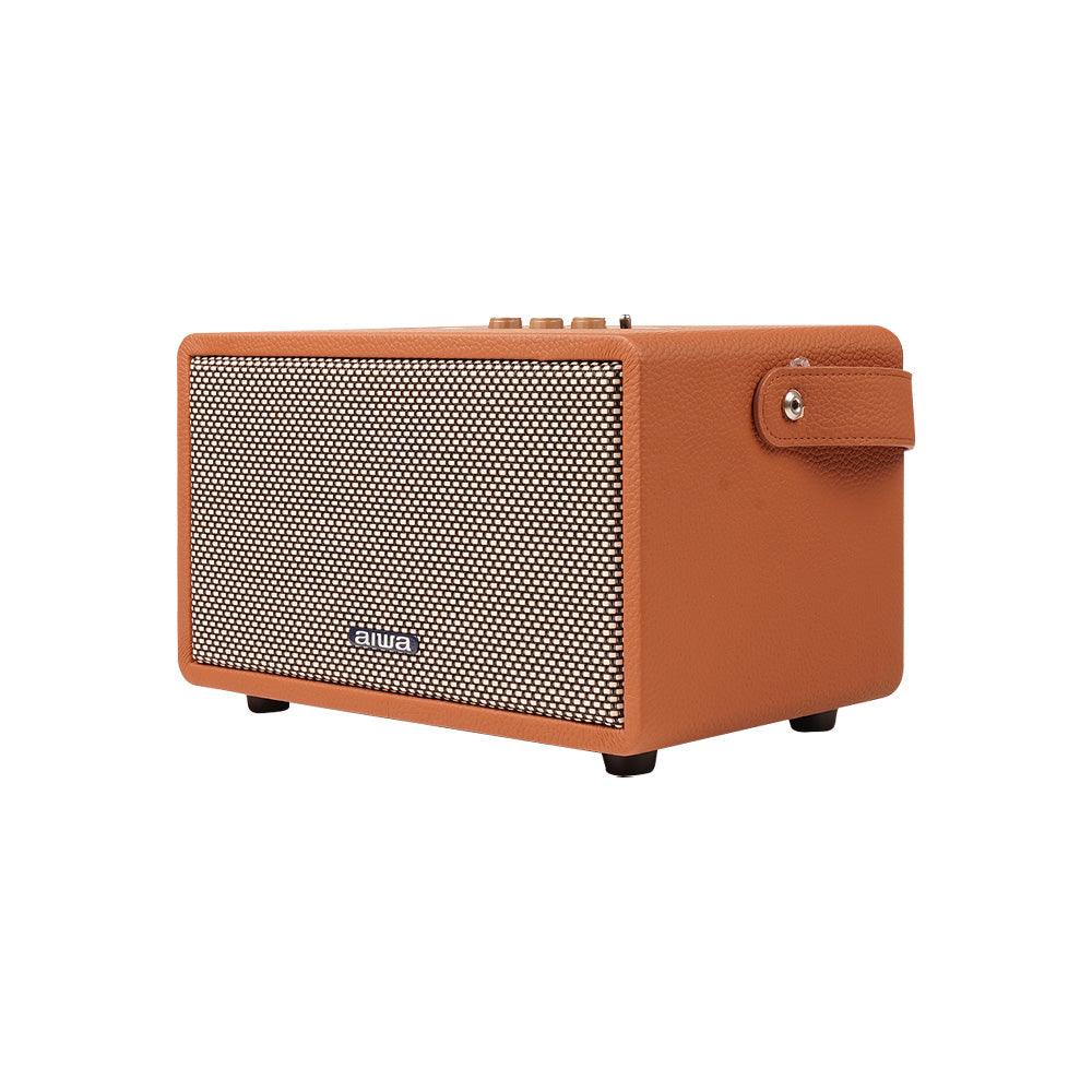 Aiwa RS-X 150 Natsukasii Pro Japanese Technology Wireless Bluetooth Portable Speaker 60W Brown |Type-C Charging |Built-in Lithium Ion 6000mAH|Playback Time- Upto 12 Hours (50% Volume) - Global Plugin