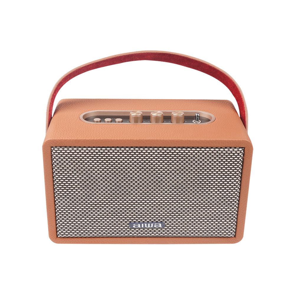 Aiwa RS-X 150 Natsukasii Pro Japanese Technology Wireless Bluetooth Portable Speaker 60W Brown |Type-C Charging |Built-in Lithium Ion 6000mAH|Playback Time- Upto 12 Hours (50% Volume) - Global Plugin