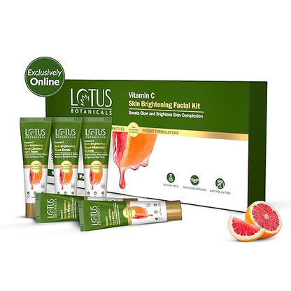 Lotus Botanicals Vitamin C Skin Brightening Facial Kit |Boosts Glow | Brightens Skin Complexion | 5 Step Facial Pack Suitable For All Skin Types