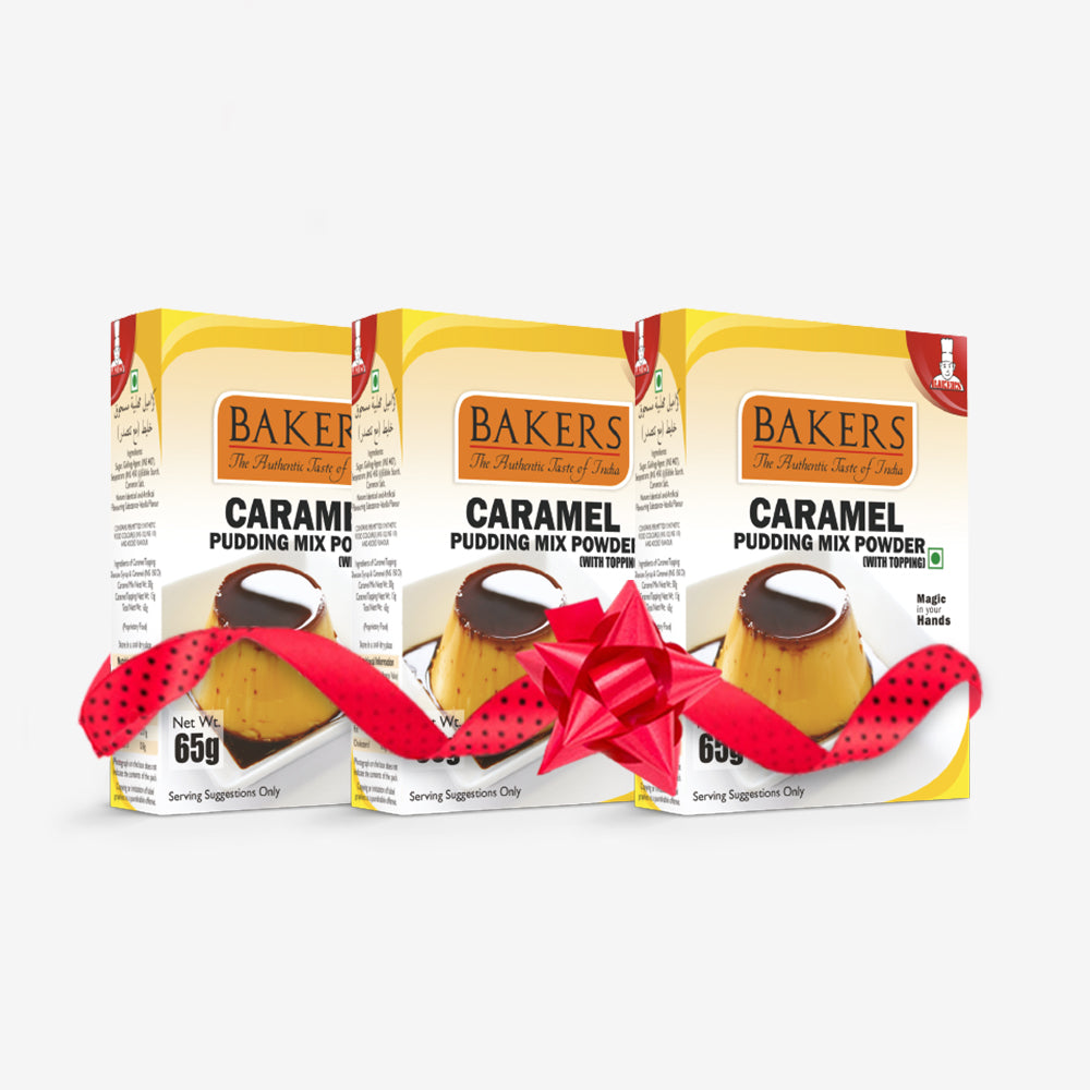 BAKERS Pudding Mix Powder Caramel Flavour Pack of 3 (65 gm x 3)