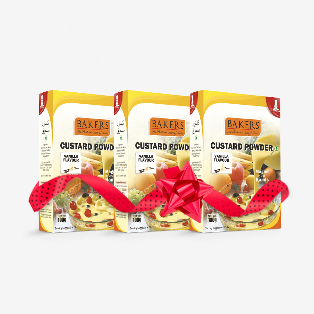 BAKERS Custard Powder Vanilla Flavour Pack of 3 (100 gm x 3)