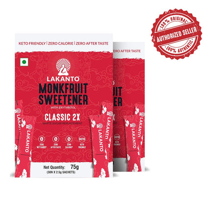 Lakanto Classic 2X Monk Fruit Sweetener (30N X 2.5gm Sachets)