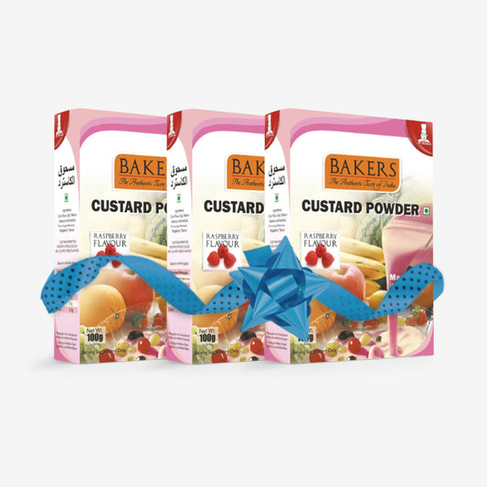 BAKERS Custard Powder Raspberry Flavour Pack of 3 (100 gm x 3)