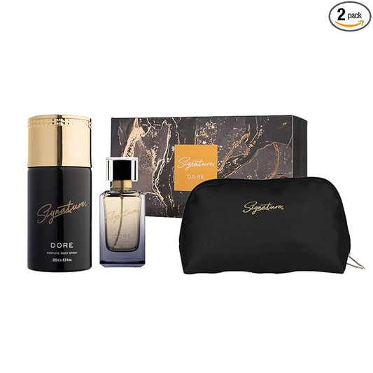 Signature Dore Perfume Body Spray & Eau De Parfum Premium Combo for Men & Women with FREE Travel Pouch (250 ml + 80 ml) - Global Plugin