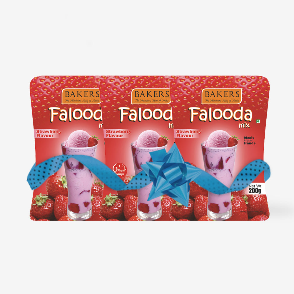 BAKERS Falooda Mix Powder Strawberry Flavour Pack of 3 (200 gm x 3)