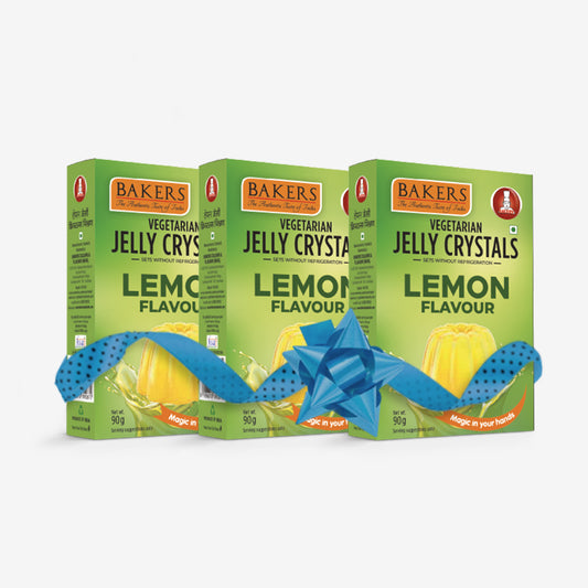 BAKERS Jelly Crystals Lemon Flavour Pack of 3 (90 gm x 3)