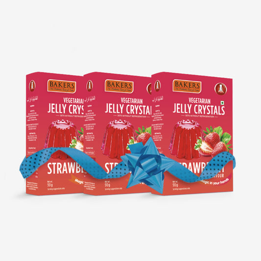 BAKERS Jelly Crystals Strawberry Flavour Pack of 3 (90 gm x 3)