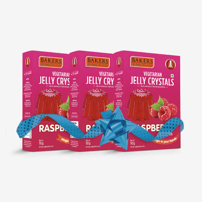 BAKERS Jelly Crystals Raspberry Flavour Pack of 3 (90 gm x 3)