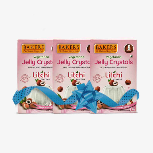 BAKERS Jelly Crystals Litchi Flavour  Pack of 3 (90 gm x 3)