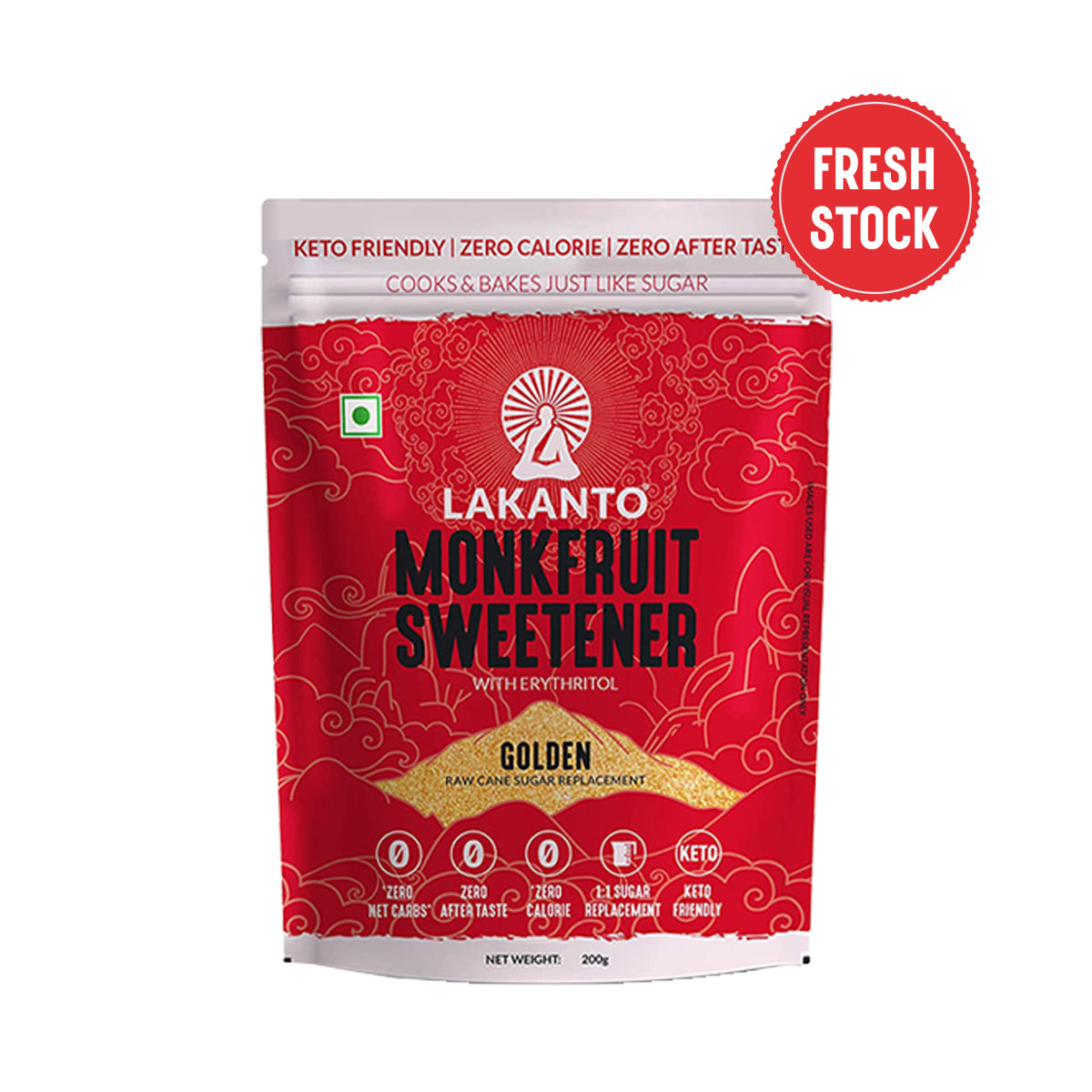 Lakanto Golden Monk Fruit Sweetener 200 gm + Magicook Baking Paper Roll 12 inch width X 10 meters