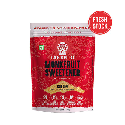 Lakanto Golden Monk Fruit Sweetener 200 gm + Oddy Ecobake+ Heavy Duty Coated Cooking Paper 10" (5 M) 1X35 PC