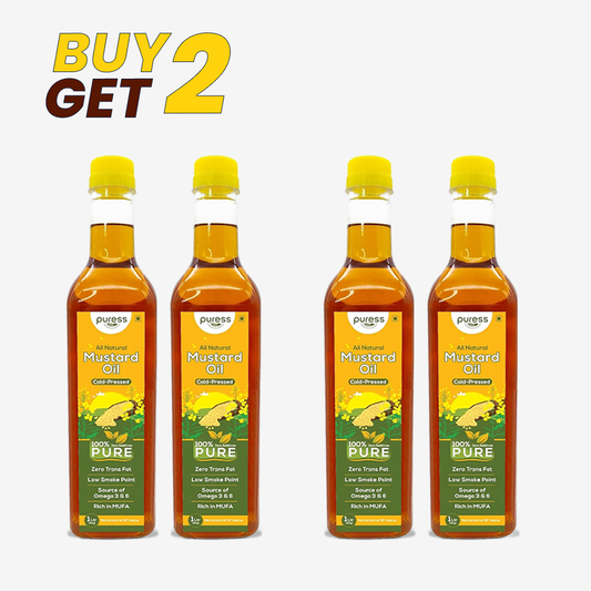 Puress Cold Pressed Mustard Oil Pack of 4 (Buy 2 Get 2)