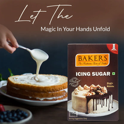 CAKE BAKE ESSENTIALS COMBO 13 - BAKERS White Choco Chips  + Whipping Cream Strawberry Flavour + Icing Sugar + ODDY ECO BAKE  PAPER 7 INCH SQUARE