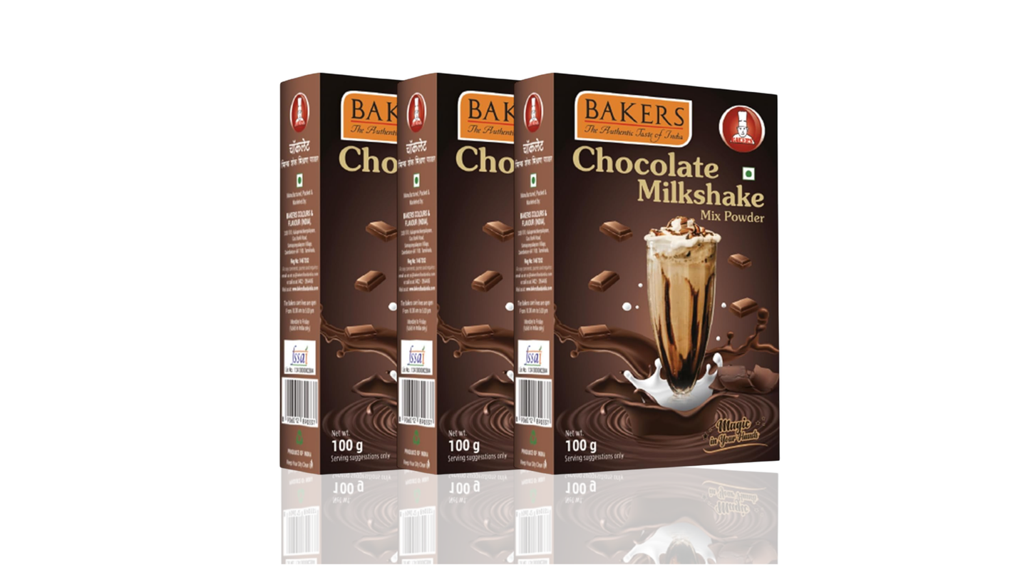 Bakers Chocolate Milkshake Mix Powder Pack of 3 (100 gm x 3)