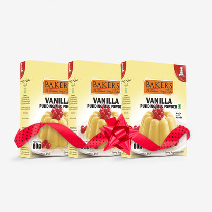 BAKERS Pudding Mix Powder Vanilla Flavour Pack of 3 (80 gm x 3)