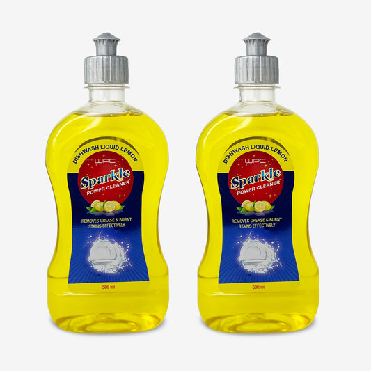 WPC Sparkle Liquid Lemon Dishwash Power Cleaner Pack of 2 (500 ml x 2)