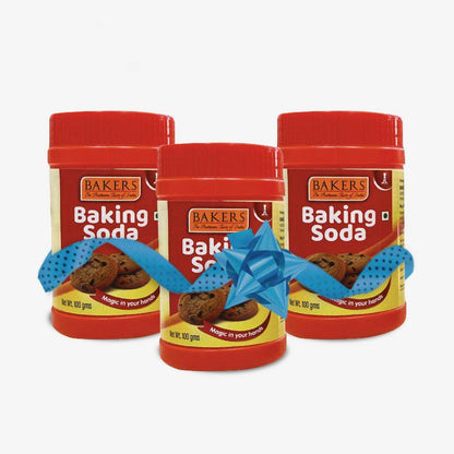 BAKERS Baking Soda Pack of 3 (100 gm x 3) Jar - Pluugin Store