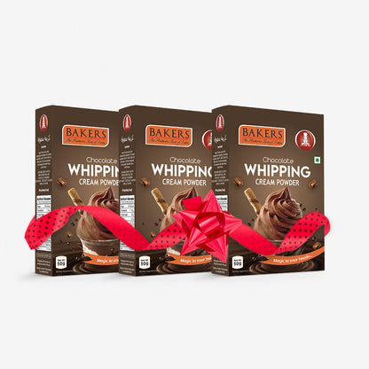 BAKERS Whipping Cream Chocolate Flavour 100% Veg for Cakes, Muffins, Cupcakes Pack of 3 (50 gm x 3)