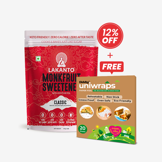 Lakanto Classic Monk Fruit Sweetener 454 gm + Oddy Uniwraps Food Wrapping Paper Sheets | 10x12 Inches, Pack of 20 Sheets