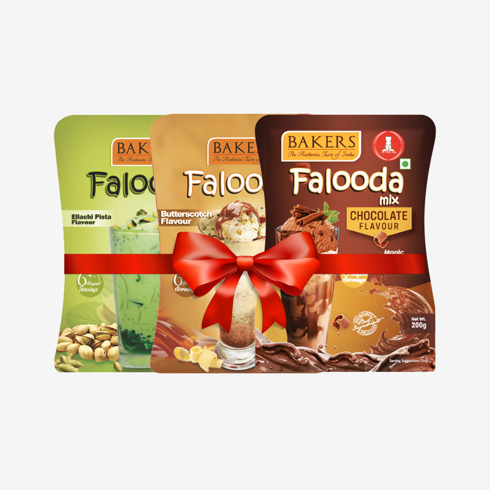 BAKERS Falooda Mix Powder ELAICHI PISTA, B/S, CHOCO Flavour Pack of 3 (200 gm )