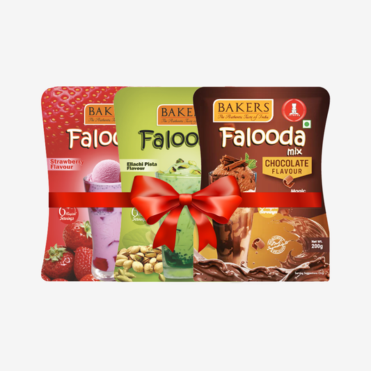 BAKERS Falooda Mix Powder STR, ELAICHI PISTA, CHOCO Flavour Pack of 3 (200 gm )