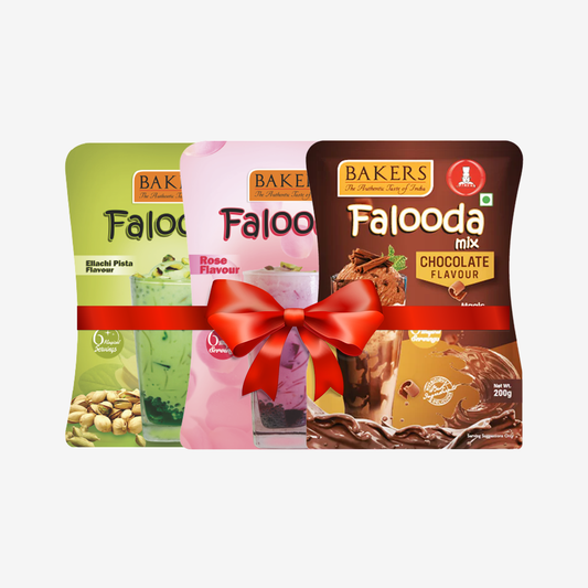 BAKERS Falooda Mix Powder ROSE, ELAICHI PISTA, CHOCO Flavour Pack of 3 (200 gm )