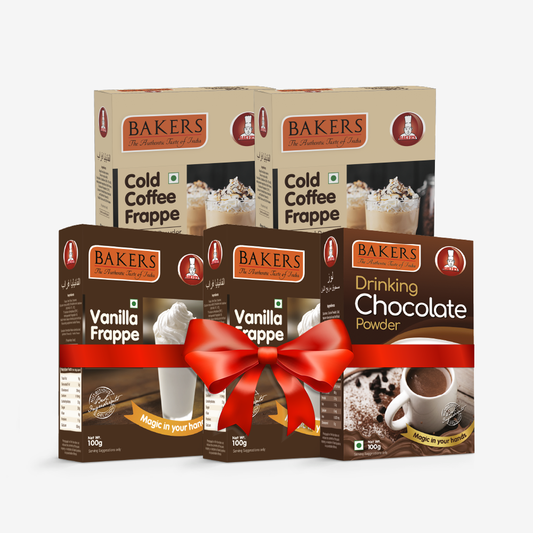 BAKERS 2 Vanilla Frappe + 2 Cold Coffee	 + 1 Drinking Choco Powder  Pack of 5 100gm