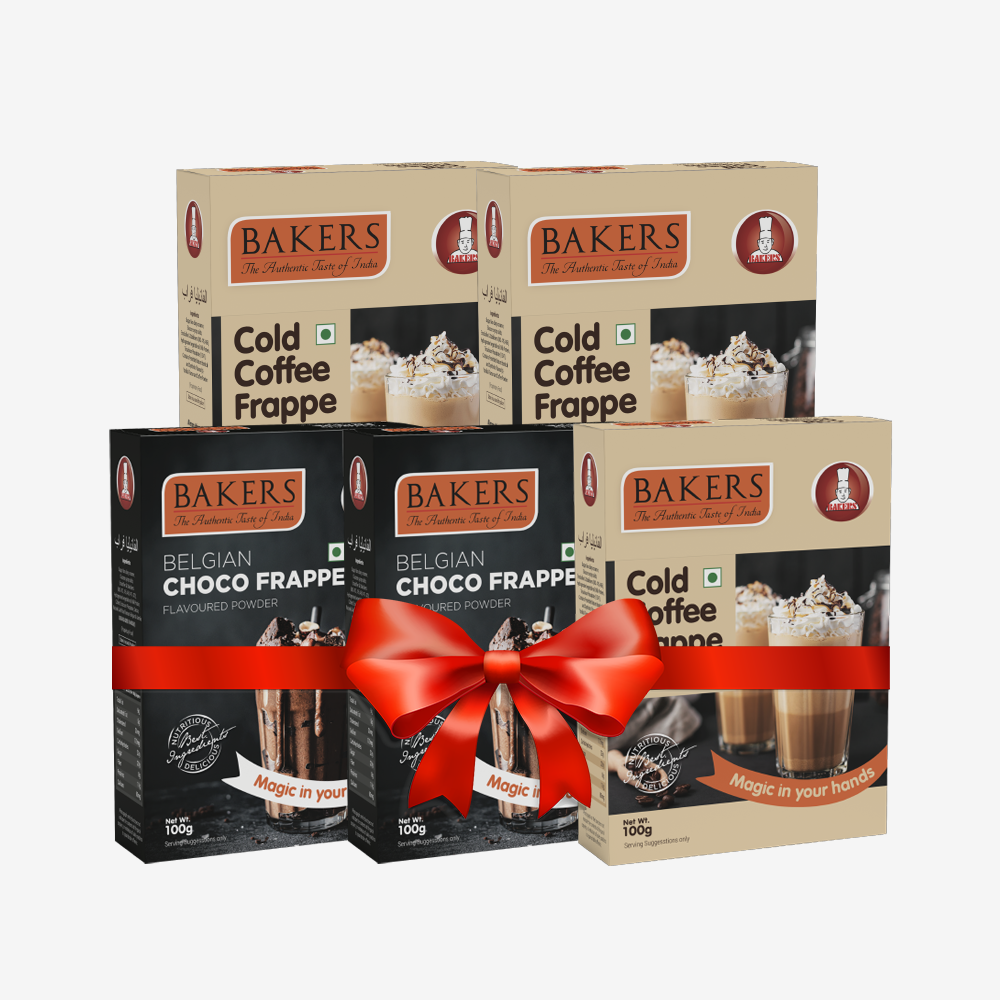 BAKERS  2 Belgian Frappe + 2 Cold Coffee +1 Vanilla Frappe  Powder  Pack of 5 100gm