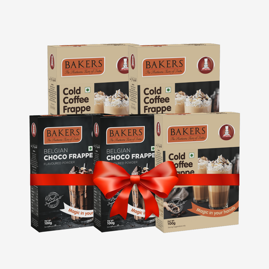 BAKERS  2 Belgian Frappe + 2 Cold Coffee +1 Vanilla Frappe  Powder  Pack of 5 100gm