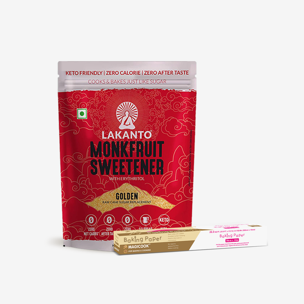 Lakanto Golden Monk Fruit Sweetener 200 gm + Magicook Baking Paper Roll 12 inch width X 10 meters