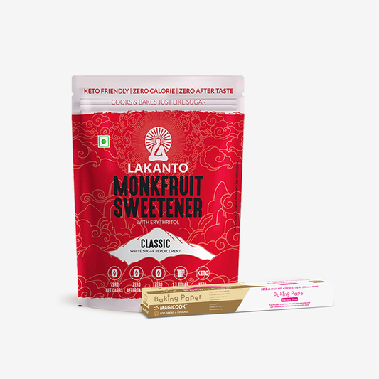 Lakanto Classic Monk Fruit Sweetener 200 gm + Magicook Baking Paper Roll 12 inch width X 10 meters